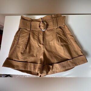 Sézane Rome Shorts Camel High Waist Belted Size 36 / US 4 Small